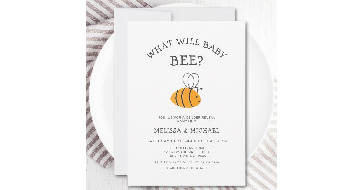 What Will Baby Bee Gender Reveal Invitation | Zazzle