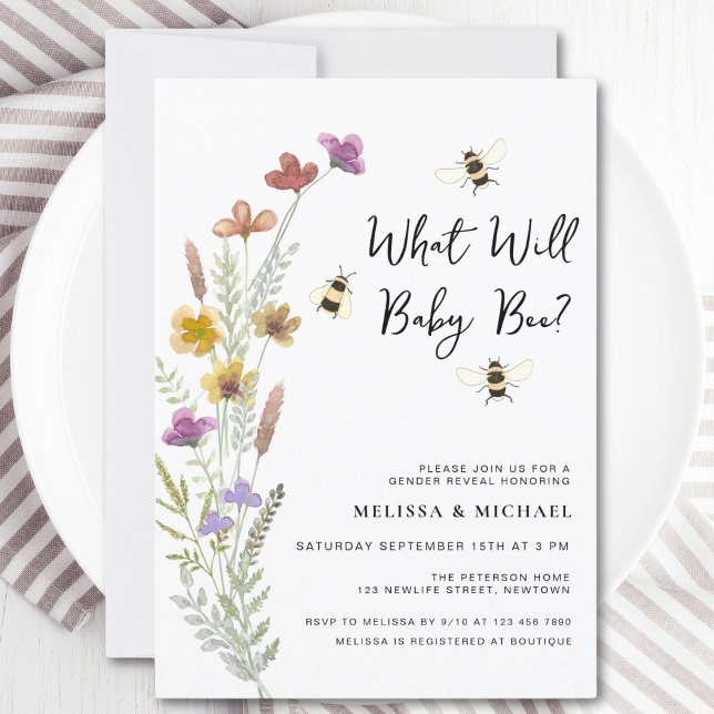 What Will Baby Bee Gender Reveal Invitation (Creator Uploaded)