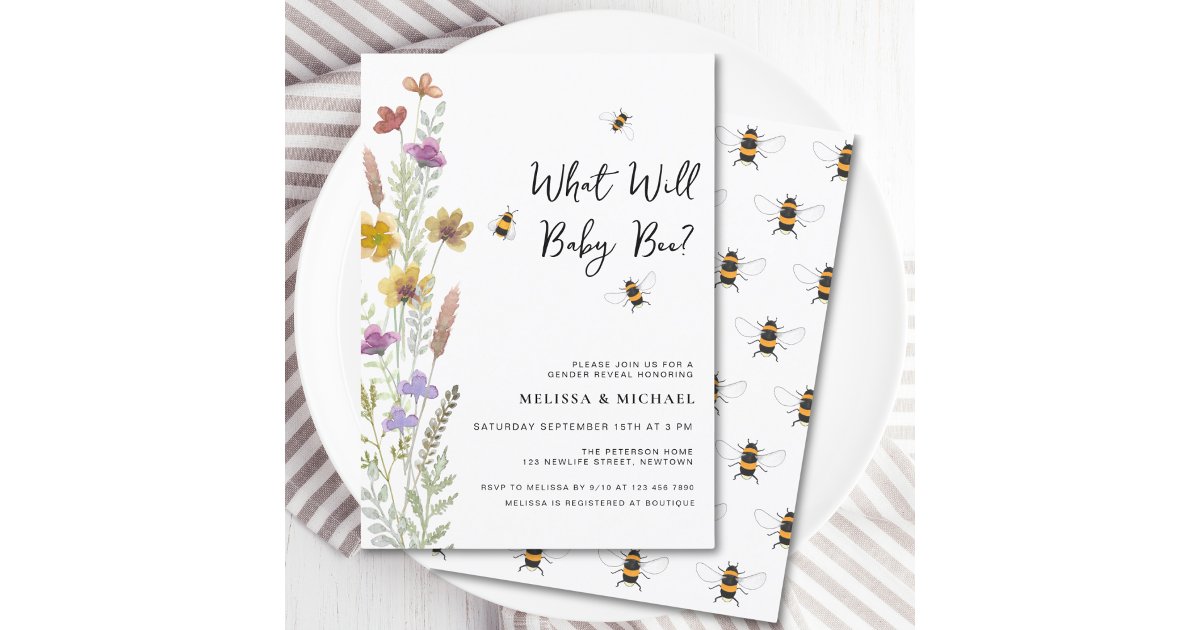 What will Baby Bee Gender Reveal Invitation | Zazzle