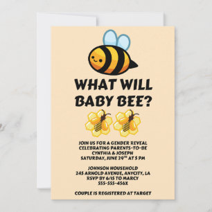 What Will Baby Bee Gender Reveal Invitation