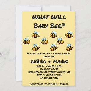 What Will Baby Bee Gender Reveal Invitation