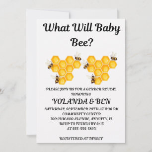 What Will Baby Bee Gender Reveal Invitation