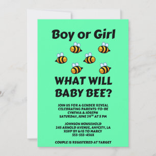 What Will Baby Bee Gender Reveal Invitation
