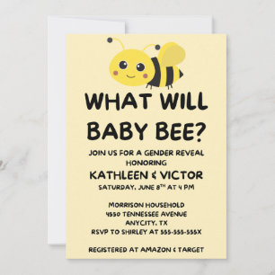 What Will Baby Bee Gender Reveal Invitation