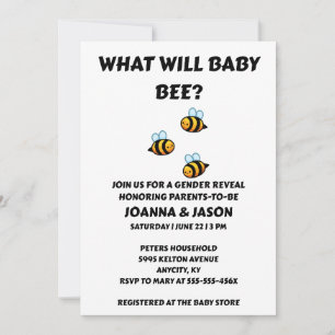 What Will Baby Bee Gender Reveal Invitation