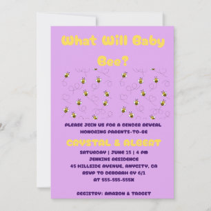 What Will Baby Bee Gender Reveal Invitation