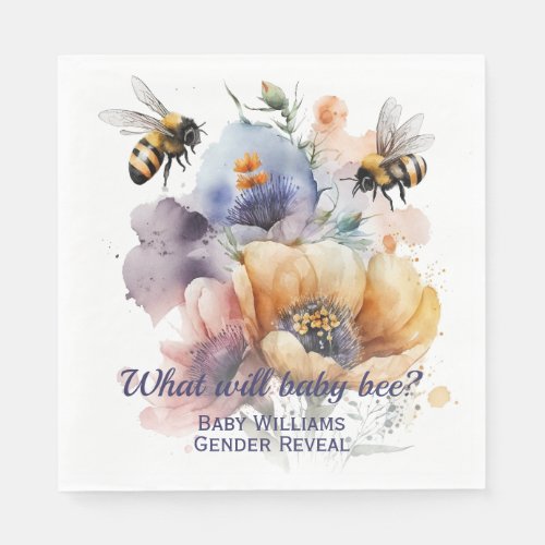 What Will  Baby Bee Gender Reveal Napkins
