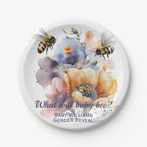 What Will  Baby Bee Gender Reveal Paper Plates