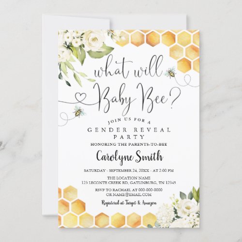 What Will Baby Bee Gender Reveal Party Baby Bee Invitation