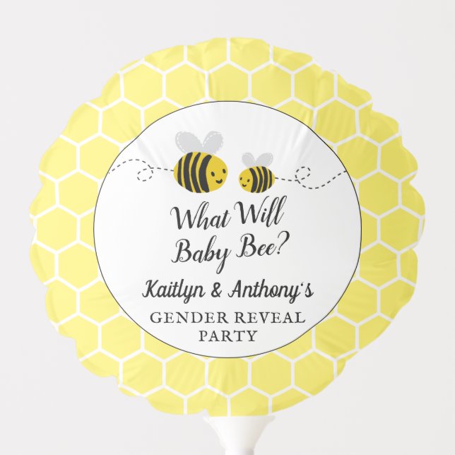 What Will Baby Bee Gender Reveal Party Balloon (Front)