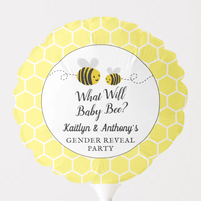 What Will Baby Bee Gender Reveal Party Balloon | Zazzle