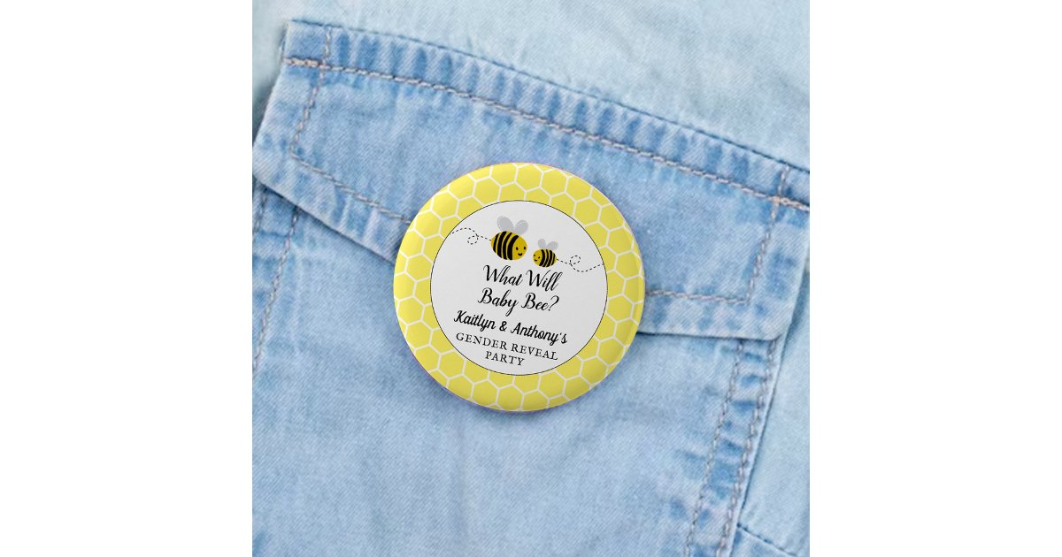 What Will Baby Bee? Gender Reveal Party Button | Zazzle