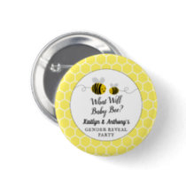 What Will Baby Bee? Gender Reveal Party Button