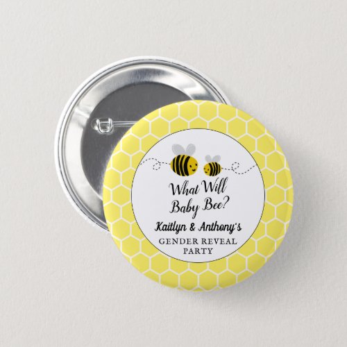 What Will Baby Bee Gender Reveal Party Button