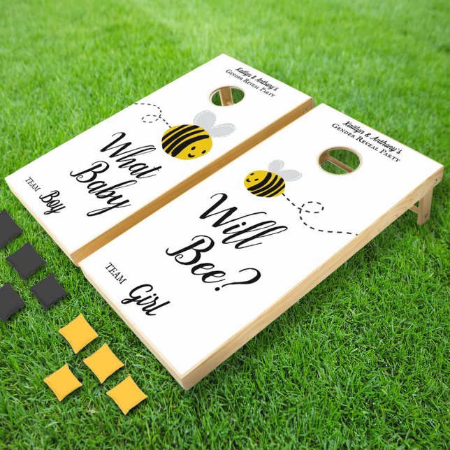 What Will Baby Bee Gender Reveal Party Cornhole Set (Creator Uploaded)