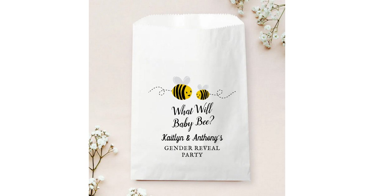 What Will Baby Bee Gender Reveal Party Favor Bag | Zazzle