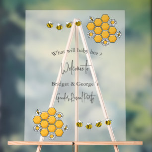 what will baby bee gender reveal party frosted acrylic sign