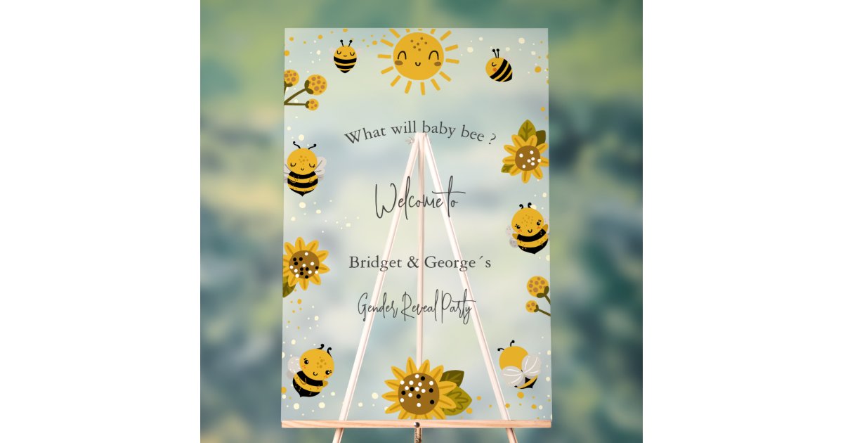 what will baby bee gender reveal party frosted acrylic sign | Zazzle