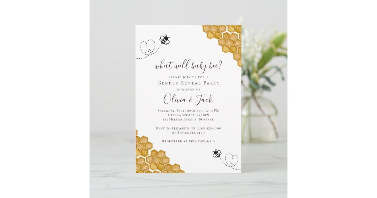 What Will Baby Bee Gender Reveal Party Invitation | Zazzle