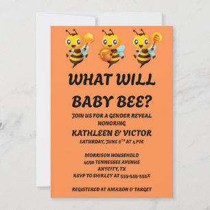 What Will Baby Bee Gender Reveal Party Invitation