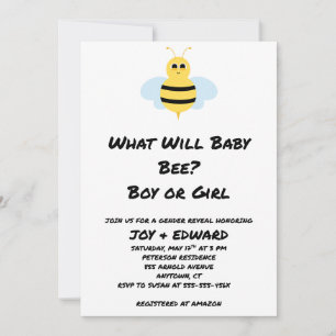 What Will Baby Bee gender reveal party Invitation