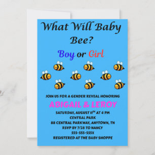 What Will Baby Bee gender reveal party Invitation