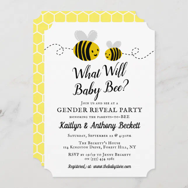 What Will Baby Bee Gender Reveal Party Invitation | Zazzle