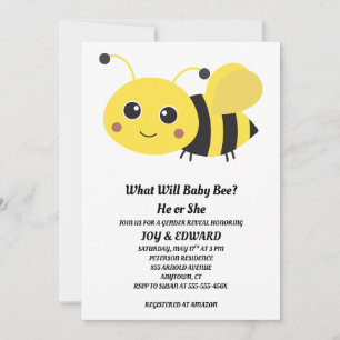 What Will Baby Bee gender reveal party Invitation