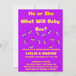 What Will Baby Bee gender reveal party Invitation