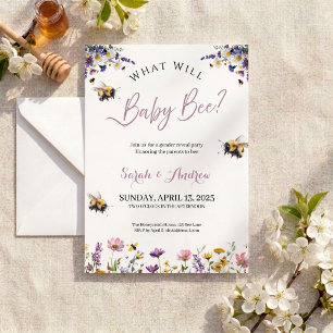 What Will Baby Bee Gender Reveal Party Invitation