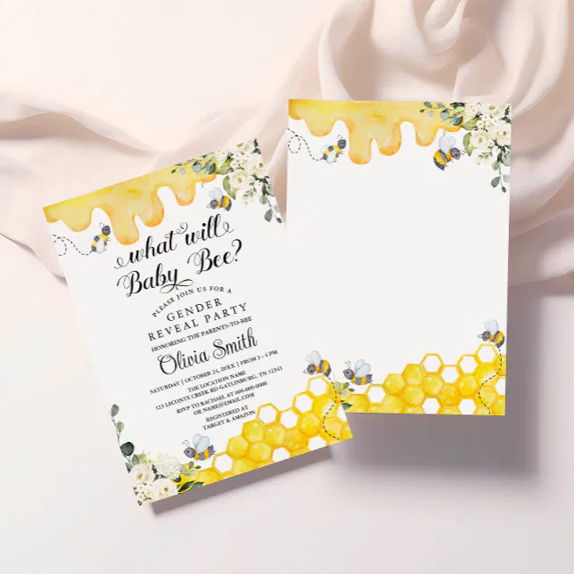 What Will Baby Bee Gender Reveal Party Invitation | Zazzle