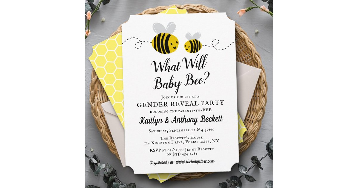 What Will Baby Bee Gender Reveal Party Invitation | Zazzle