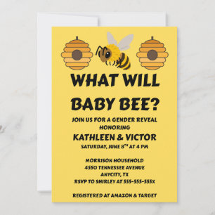 What Will Baby Bee gender reveal party Invitation