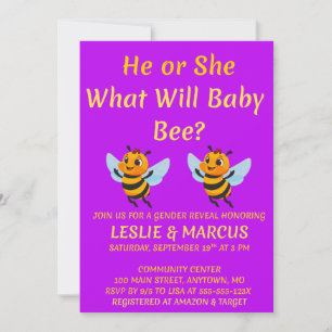 What Will Baby Bee Gender Reveal Party Invitation