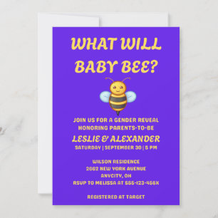 What Will Baby Bee gender reveal party Invitation