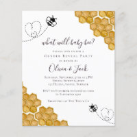 What Will Baby Bee Gender Reveal Party Invitation