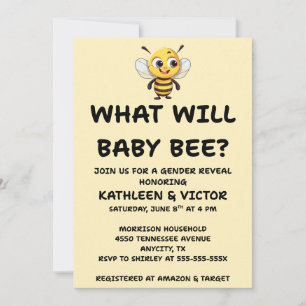 What Will Baby Bee Gender Reveal Party Invitation