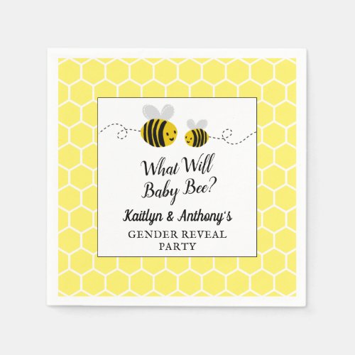 What Will Baby Bee Gender Reveal Party Napkins