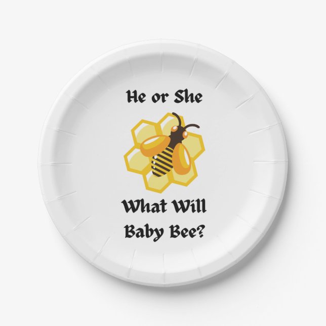 What Will Baby Bee gender reveal party  Paper Plates (Front)