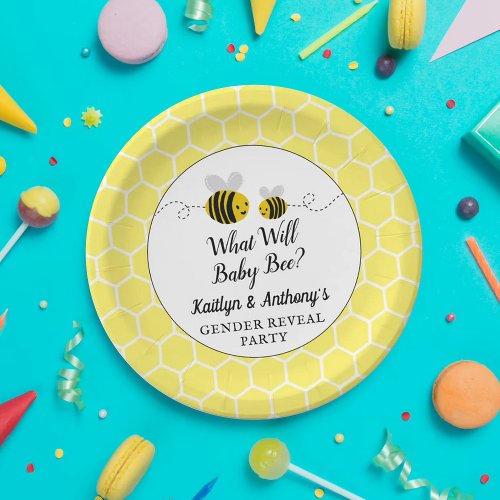 What Will Baby Bee Gender Reveal Party Paper Plates