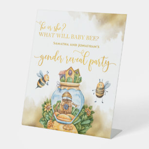 What Will Baby Bee Gender Reveal Pedestal Sign