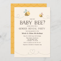 What Will Baby Bee Gender Reveal Pregnancy Yellow Invitation