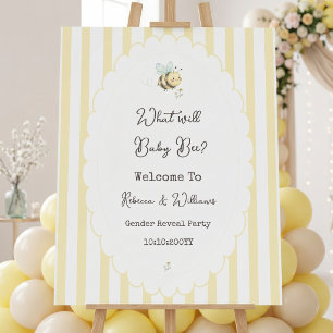 What Will Baby Bee? Gender Reveal Preppy Yellow Foam Board