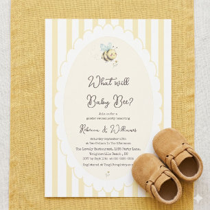  What Will Baby Bee? Gender Reveal Preppy Yellow  Invitation