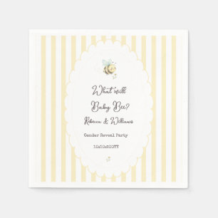 What Will Baby Bee? Gender Reveal Preppy Yellow Napkins