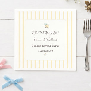  What Will Baby Bee? Gender Reveal Preppy Yellow  Napkins