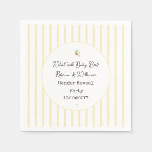 What Will Baby Bee? Gender Reveal Preppy Yellow Napkins