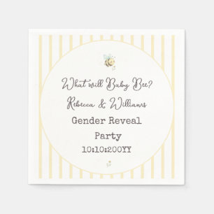 What Will Baby Bee? Gender Reveal Preppy Yellow Napkins