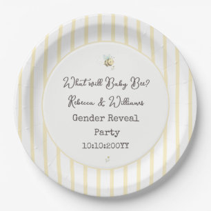 What Will Baby Bee? Gender Reveal Preppy Yellow Paper Plates