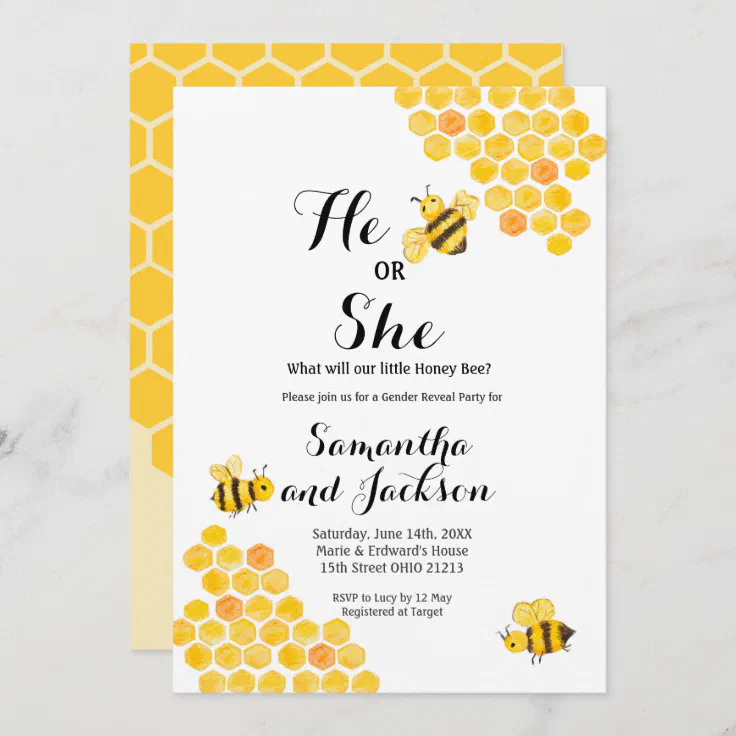 What Will Baby Bee Gender Reveal Shower Invitation Zazzle